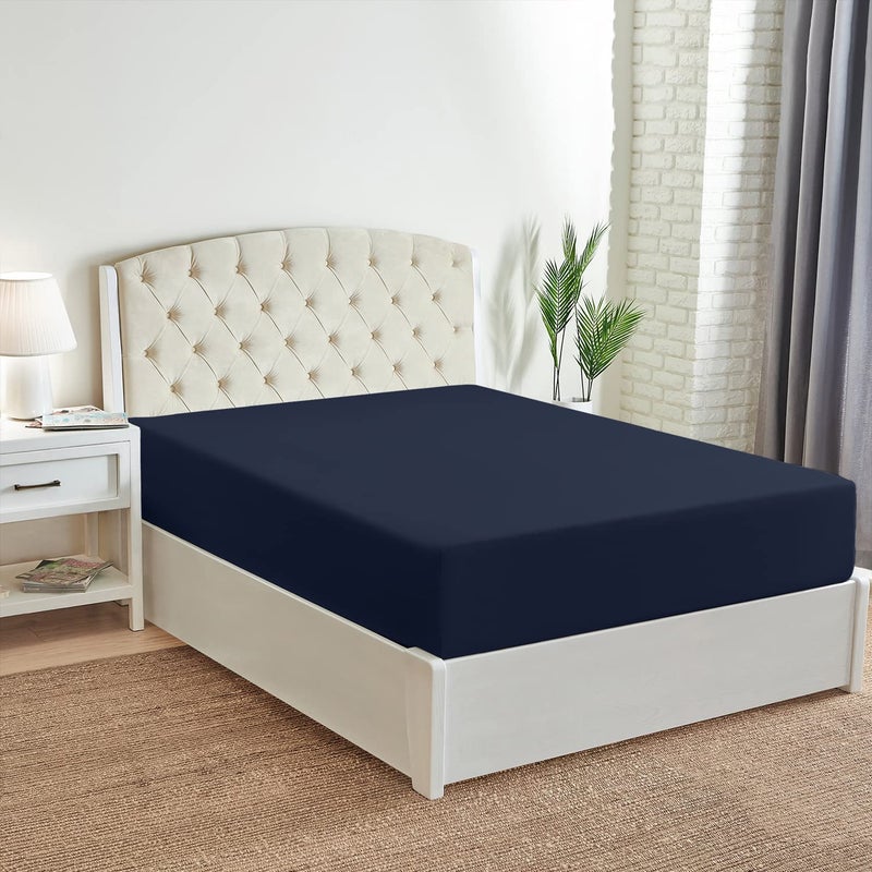 Mellanni California King Fitted Sheet - Iconic Collection Bedding Sheets with up to 16 inch Deep Pocket - Soft & Cooling - Fade & Stain Resistant - 1 PC (Cal King  Navy Blue) - Image 3